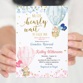 Bear Hoit Luft Balloon Gender Reveal Baby Shower Inbjudningar