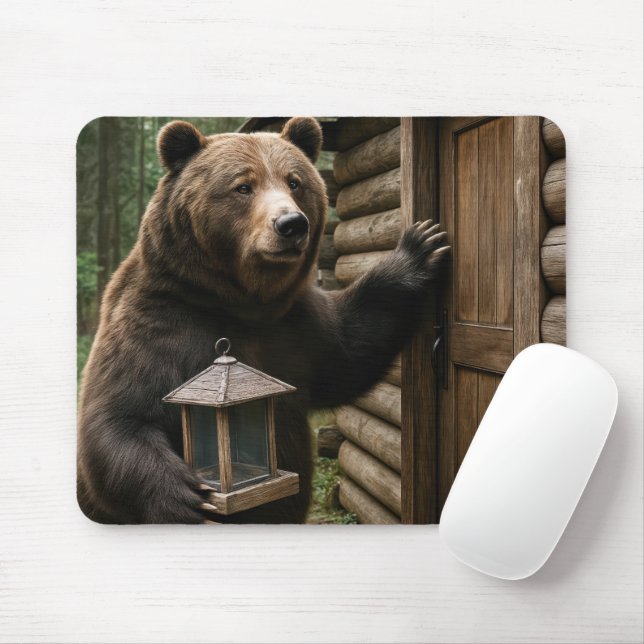Bear Holding a Empty Bird Feeder Musmatta (Med mus)