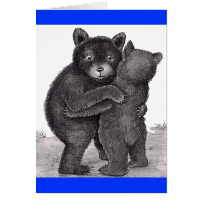 Bear Hug. Två björnar som kramar ut naturen Hälsningskort (Framsidan)