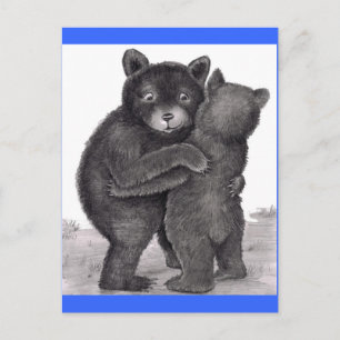 Bear Hug. Två björnar som kramar ut naturen Vykort