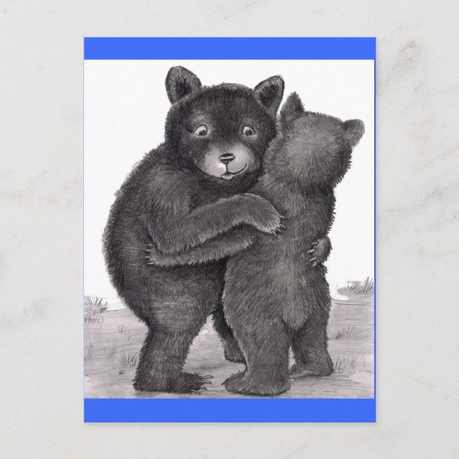 Bear Hug. Två björnar som kramar ut naturen Vykort (Framsida)