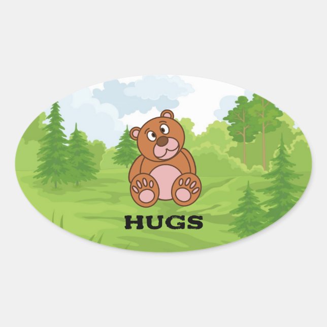 Bear Hugs åt dig Ovalt Klistermärke (Framsida)