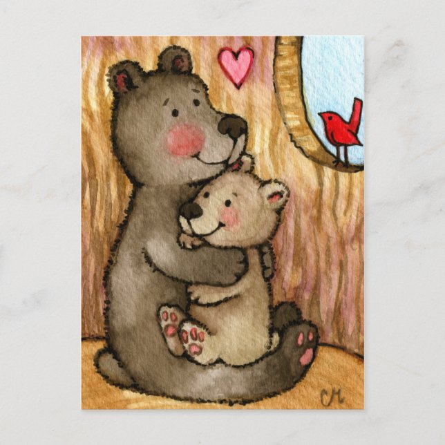 Bear Hugs - Cute Nalle Art Vykort (Framsida)