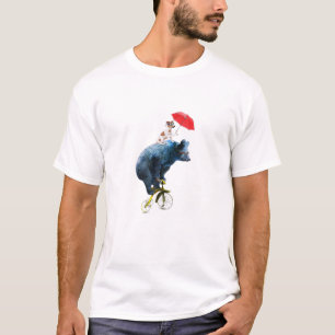 Bear Hund Puppy Ride Bike Bicycle Umbrella Sol Gla T Shirt