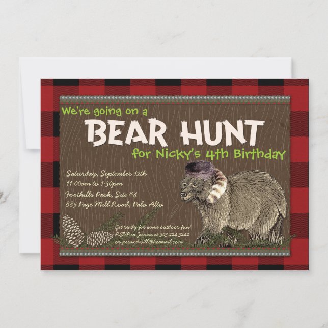 Bear Hunt Äventyr Party-inbjudan Inbjudningar (Framsida)