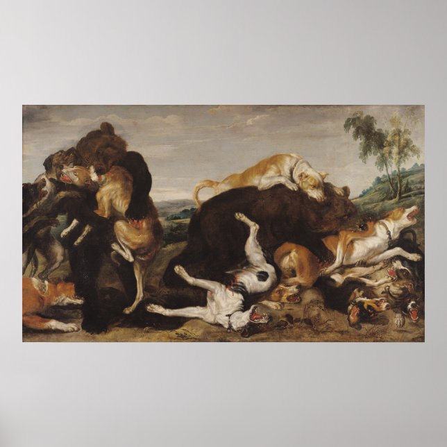 Bear Hunt eller, Battle between Hundar and Bears Poster (Framsidan)