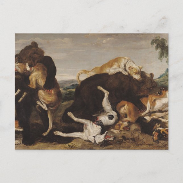 Bear Hunt eller, Battle between Hundar and Bears Vykort (Framsida)