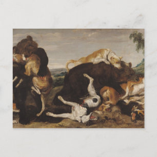 Bear Hunt eller, Battle between Hundar and Bears Vykort