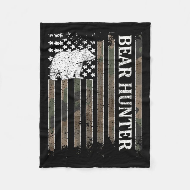 Bear Hunter American Flagga Bear Hunting Hunting Ä Fleecefilt (Framsidan)