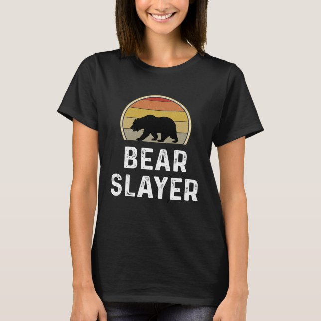 Bear Hunter   Bear Slayer Hunting  Retro T Shirt (Framsida)