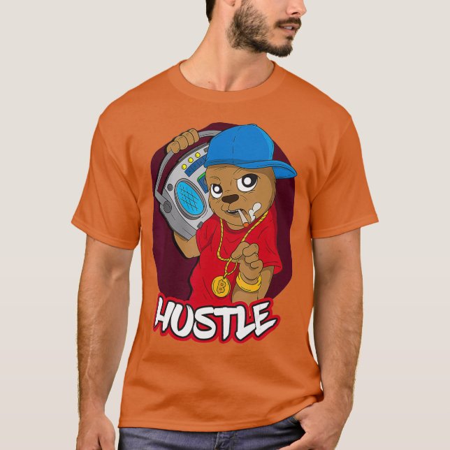 Bear Hustle Hip hop Money Rap DJ Entrepreneur T Shirt (Framsida)