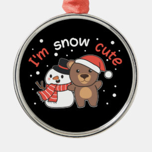 Bear I är Snö Cute Snögubbe Snö Pun Ceramic Orname Julgransprydnad Metall