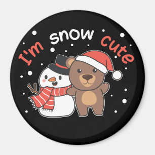 Bear I är Snö Cute Snögubbe Snö Pun Magnet