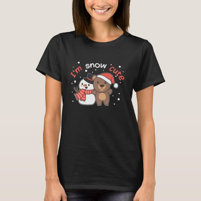 Bear I är Snö Cute Snögubbe Snö Pun T Shirt (Framsida)