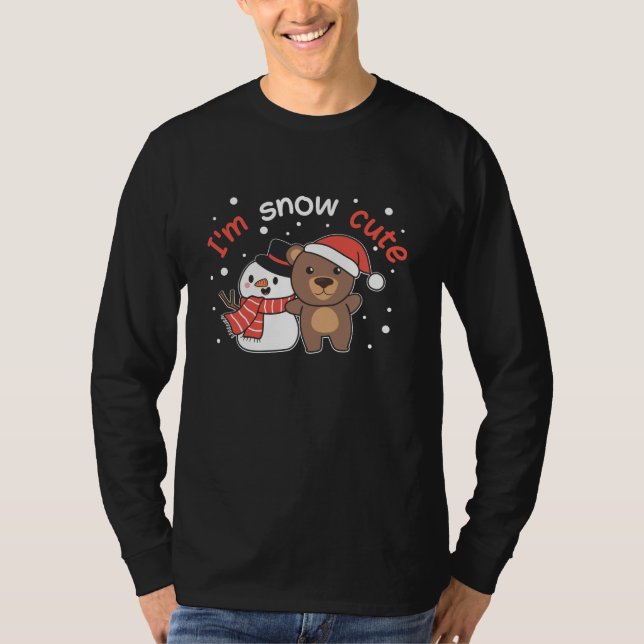 Bear I är Snö Cute Snögubbe Snö Pun T Shirt (Framsida)