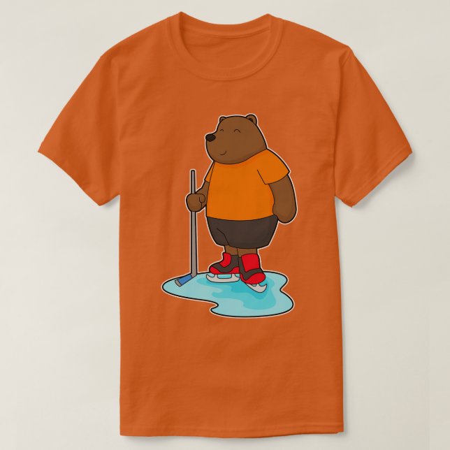 Bear Ice Hockey Ice Hockey Stick T Shirt (Design framsida)