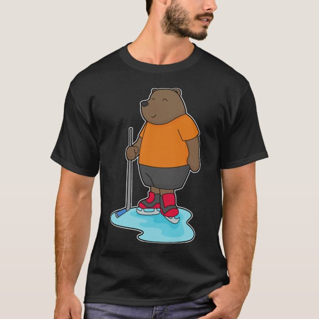 Bear Ice Hockey Ice hockey stick T Shirt (Framsida)