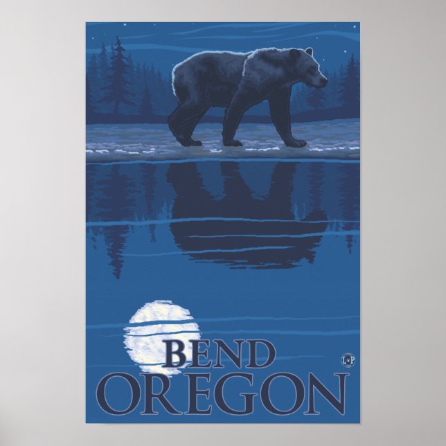 Bear in Moonlight - Bend, Oregon Poster (Framsidan)