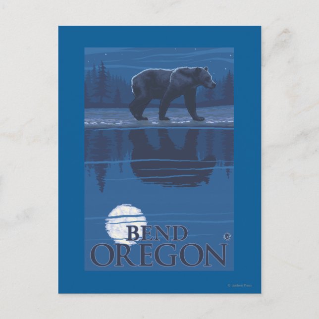 Bear in Moonlight - Bend, Oregon Vykort (Framsida)
