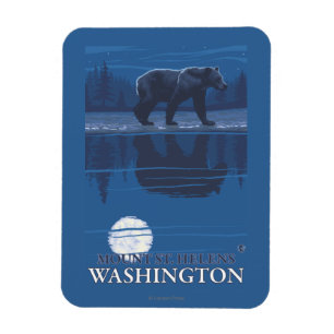 Bear in Moonlight - Mount St. Helens Magnet