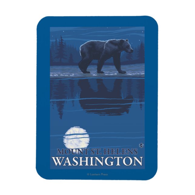 Bear in Moonlight - Mount St. Helens Magnet (Vertikal)