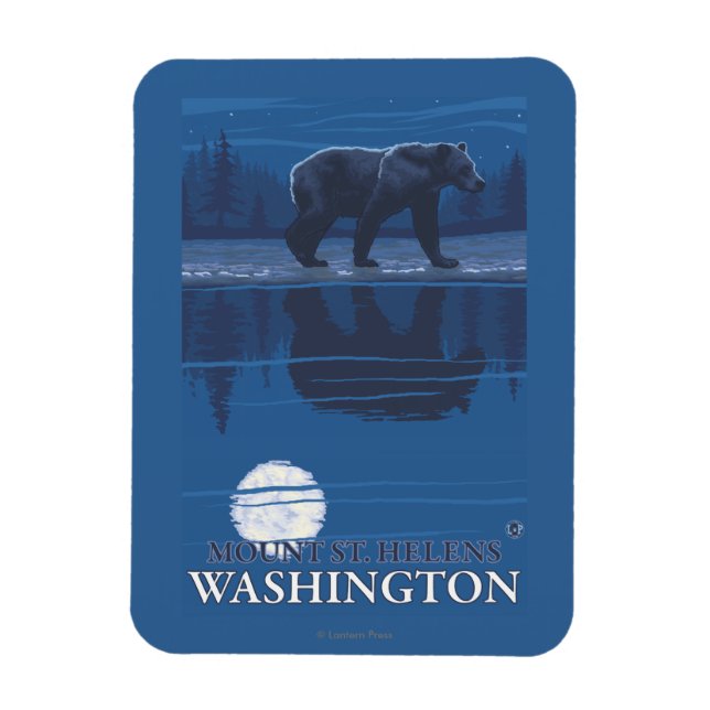 Bear in Moonlight - Mount St. Helens Magnet (Vertikal)