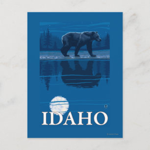 Bear in MoonlightIdahoVintage Travel Poster Vykort