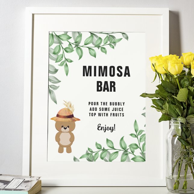 Bear In the Wood Mimosa Bar Baby Shower Welcome Poster (Skapare uppladdad)
