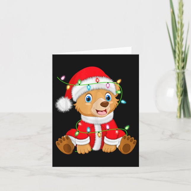 Bear Julafton Lighting Santa Costume Bear-jul Kort (Framsida)
