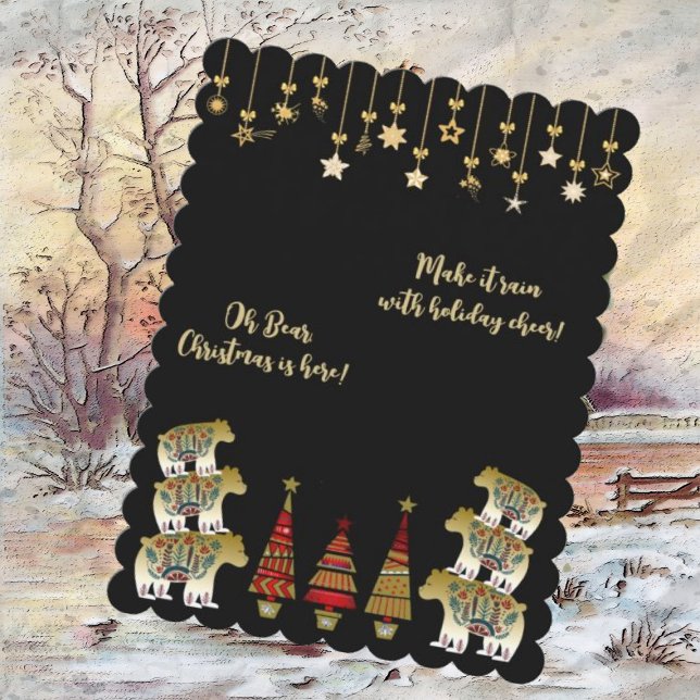 Bear-julen är här, Guld Gräs Träd Julkort (Skapare uppladdad)