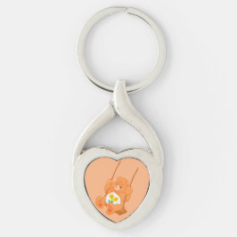 Bear Keychain Twisted Heart Silverfärgad Nyckelring