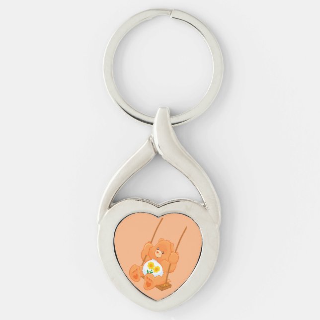Bear Keychain Twisted Heart Silverfärgad Nyckelring (Framsidan)