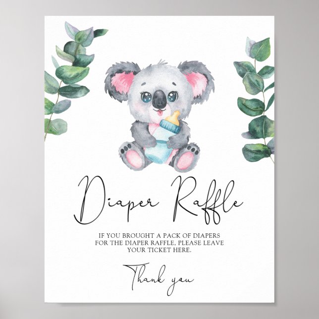 Bear Koala diaper raffle Poster (Framsidan)