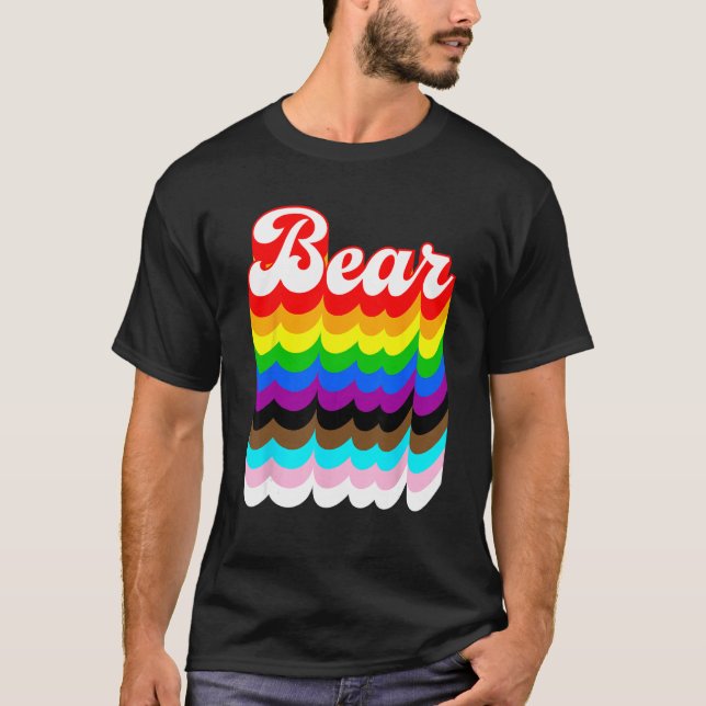 Bear LGBTQ pride rainbow T Shirt (Framsida)