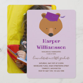 Bear Lila Photo Kindergarten Studenten Inbjudningar