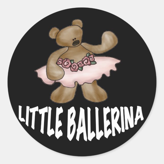 Bear Little Ballerina Runt Klistermärke (Framsida)