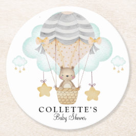 Bear Luftballong Baby Shower Underlägg Papper Rund