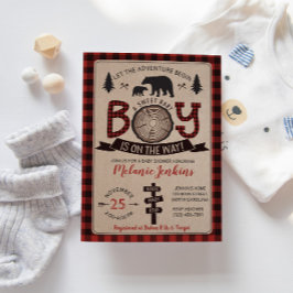 Bear Lumberjack Flanals Boy Shower-inbjudan Inbjudningar