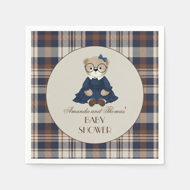 Bear Luxury Girl Baby Shower  Pappersservett (Framsidan)