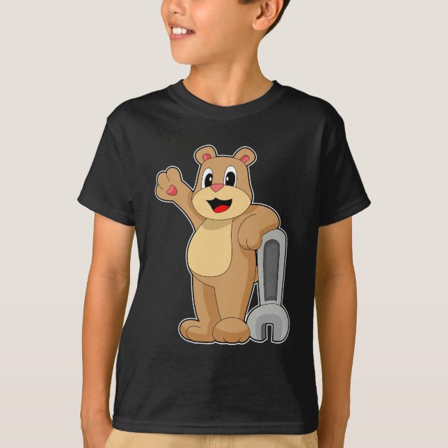 Bear Mechanic Wrench T Shirt (Framsida)
