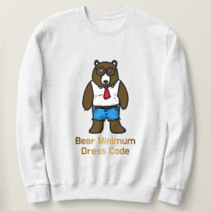 Bear Minimum Funy Office Pun Art Lång Ärmad Tröja