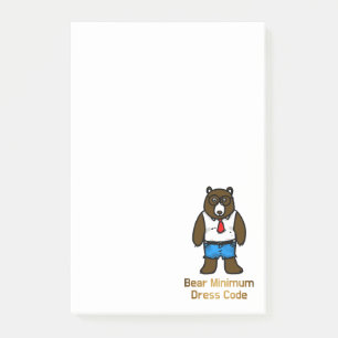 Bear Minimum Funy Office Pun Art Post-it Block