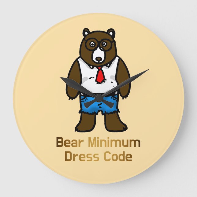 Bear Minimum Funy Office Pun Art Stor Klocka (Framsida)