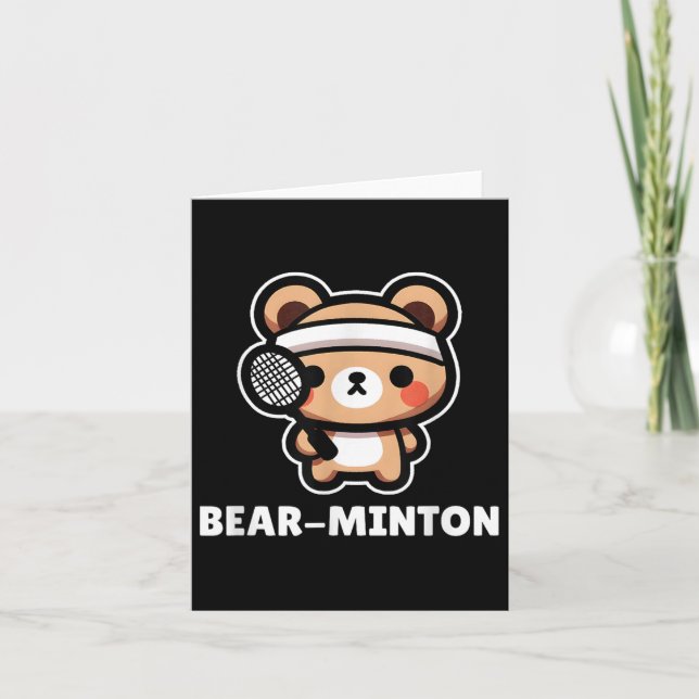 Bear-minton Cute Kawaii Tecknad Bear Unge Badminto Kort (Framsida)