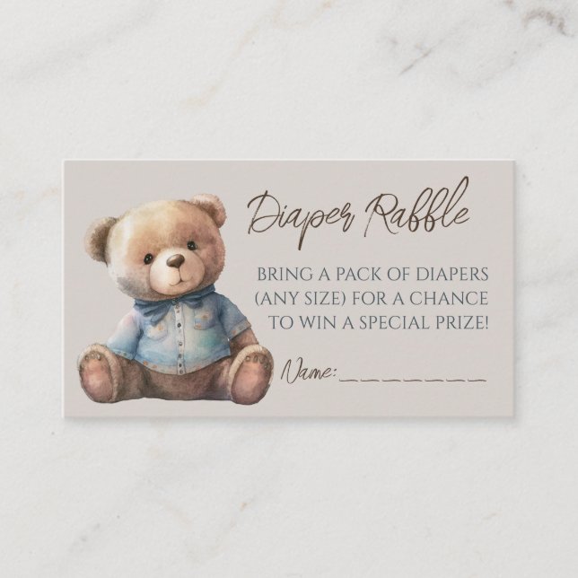 Bear Modern Boho Baby Shower Diaper Raffle Biljett Tilläggskort (Framsida)