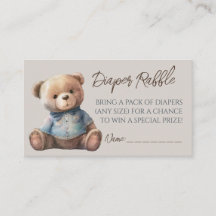 Bear Modern Boho Baby Shower Diaper Raffle Biljett
