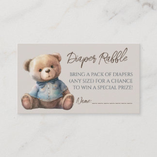 Bear Modern Boho Baby Shower Diaper Raffle Biljett Tilläggskort