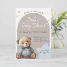 Bear Modern Boho Baby Shower Inbjudningar