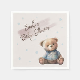Bear Modern Boho Blue Baby Shower Pappersservett