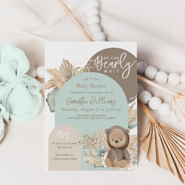 Bear Modern Boho Gender neutral Baby Shower Inbjudningar (Skapare uppladdad)